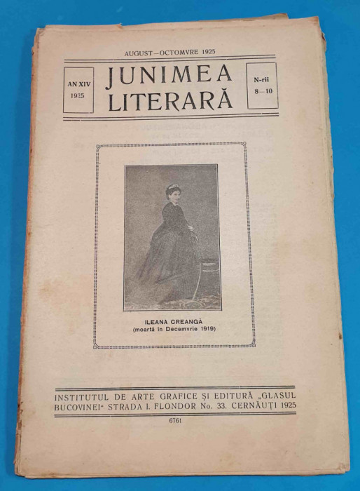 Revista JUNIMEA LITERARA anul 1925 - pe coperta Ileana Creanga