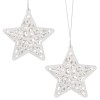 Set 2 Ornamente Brad Stea, 8cm, Alb cu Sclipici, Springos - Decoratiuni Craciun