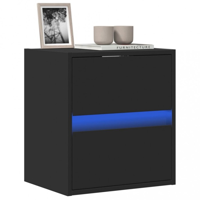 vidaXL Dulap TV de perete cu lumini LED negru 41x31x45 cm