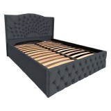Pat Matrimonial Elsa tapitat cu somiera rabatabila diverse dimensiuni, culoare Gri Inchis - 200x200