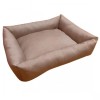 Culcus dreptunghiular moale cu perna, pentru caine/pisica, culoare maro, impermeabil, baza antiderapanta, 64x45cm, AVEX