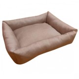 Culcus dreptunghiular moale cu perna, pentru caine/pisica, culoare maro, impermeabil, baza antiderapanta, 64x45cm, AVEX