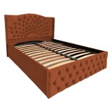 Pat Matrimonial Elsa tapitat cu somiera rabatabila diverse dimensiuni, culoare caramiziu - 180x200