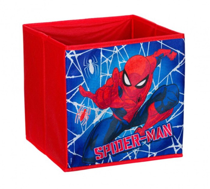 Cutie depozitare jucarii copii, Spider Man, 25 x 25 x 25 cm, Textil, Multicolor, JMB-BBL7014