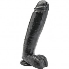 GET REAL - DILDO CU TESTICULE NEGRU 25,5 CM foto