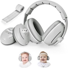 Casti Antifonice 2 in 1 Pentru Bebelusi si Copii 3-48 luni WePro Store, Bentita Elastica Moale si Clasica Superioara, protectie auditiva in medii zgom