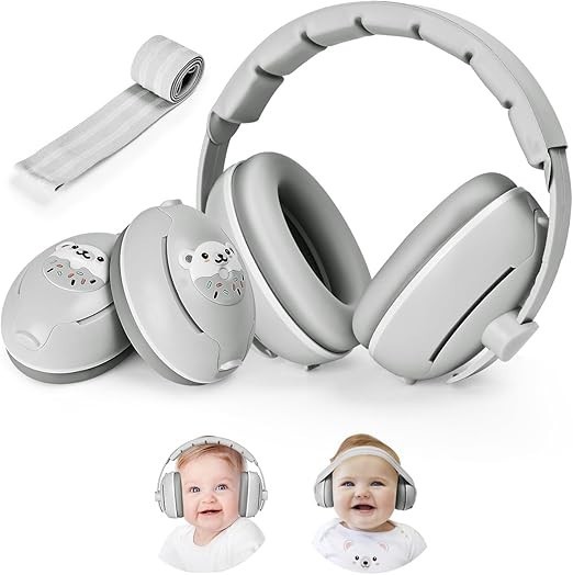 Casti Antifonice 2 in 1 Pentru Bebelusi si Copii 3-48 luni WePro Store, Bentita Elastica Moale si Clasica Superioara, protectie auditiva in medii zgom