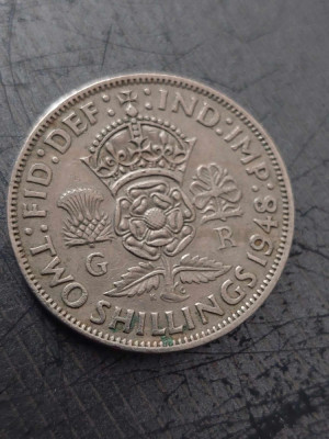 Moneda veche straina,Two Shillings Great Britain 1948 foto