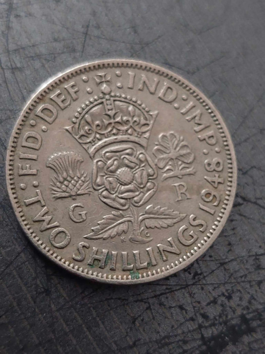 Moneda veche straina,Two Shillings Great Britain 1948