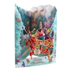 Felicitare 3D Swing Cards de iarna ? Cu sania lui Mos Craciun foto