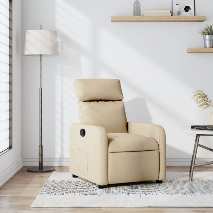 Gossi fotoliu rabatabil, crem, material textil