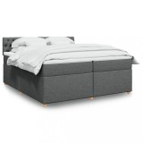 Cumpara ieftin Pat box spring cu saltea, gri &icirc;nchis, 200x200 cm, textil