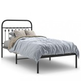 Cumpara ieftin Cadru pat metalic cu tablie, negru, 90x200 cm