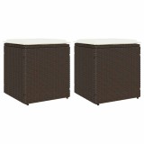 Scaune de grădină cu perne 2 buc Maro 40x40x43 cm Poly Ratan