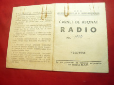 Carnet Abonat Radio 1956 , cu timbre speciale foto