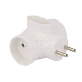 R-20 Conector AC supply splitter Layout 2P Type round flat white TIMEX-ELEKTRO