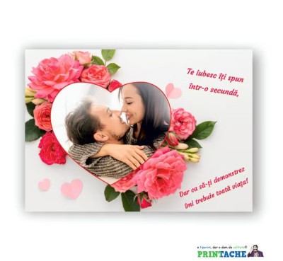 Tablou pe panza canvas trandafiri si poza text personalizat foto