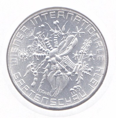 Moneda Austria 50 Shilingi 1974 - KM#2919 UNC ( argint 20 g, Expo flori Viena ) foto