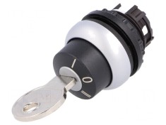 Comutator rotativ cu cheie 22mm negru 3 poziții