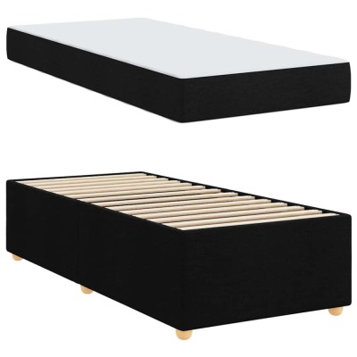 vidaXL Cadru de pat cu saltea Negru 100 x 200 cm țesătură 3399337 foto