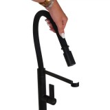 Baterie bucatarie negru mat Korman Technik CF2045 din alama sanitara, cu cap extractibil, 45 cm