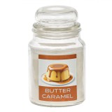Lumanare Parfumata Sticlata, Butter Caramel, Alb, 9.5x17cm, Timp Ardere 65 Ore, Oem