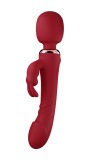 Vibrator Wand&amp;Rabbit Great Mix, 10+10 Moduri Vibratii Puternice, Silicon, USB, Rosu, 24.6 cm, Mokko Toys, Velvet Obession