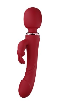 Vibrator Wand&amp;amp;Rabbit Great Mix, 10+10 Moduri Vibratii Puternice, Silicon, USB, Rosu, 24.6 cm, Mokko Toys, Velvet Obession foto
