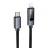 Cablu Date si Incarcare USB-C - Lightning HOCO Display X112, 27W, 1m, Negru, Apple