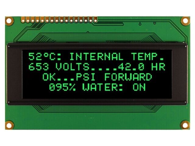 Afișaj OLED alfanumeric 20x4 NEWHAVEN DISPLAY, Dimensiuni 98x60x10mm, Verde, PIN 16