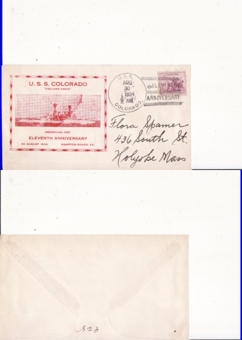 Plic SUA- Distrugator USS Colorado-1934-tema marina militara