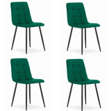 Set 4 scaune bucatarie/living, Artool, Kara, catifea, metal, verde si negru, 44.5x50.5x87 cm GartenVIP DiyLine
