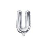Balon Folie Litera U Argintiu, 35 cm, Partydeco