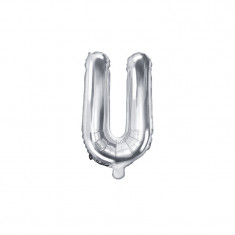 Balon Folie Litera U Argintiu, 35 cm