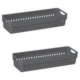 Set Coșuri de Depozitare din Plastic, 2 buc, Gri, 0,75L, cu M&acirc;nere, CMCLASS