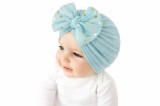 Caciulita bleu tip turban cu fundita din tulle aplicata (Marime Disponibila: