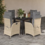vidaXL Set mobilier de grădină cu perne, 5 piese, bej, poliratan 3213266