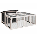 Cusca pentru iepuri gri 144x123x67,5 cm din lemn masiv de pin