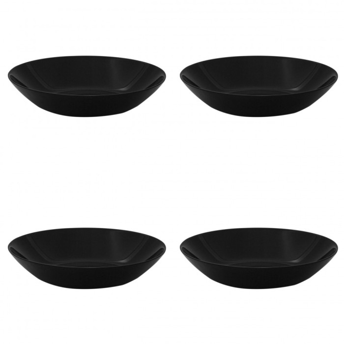 Set farfurii 4 piese pentru supa, opal negru, diametru 20 cm
