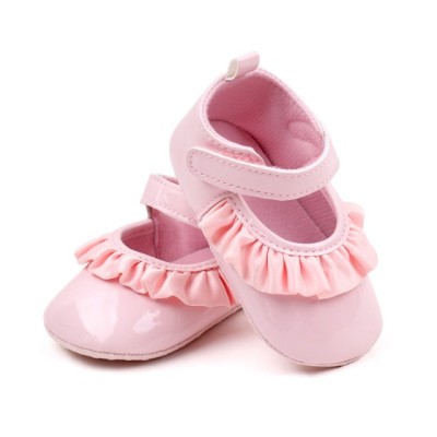 Pantofiori cu volanas din piele ecologica lacuita (Marime Disponibila: 6-9 luni foto