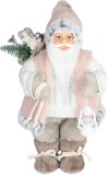 Decoratiune de Craciun Mos Craciun cu cadou, roz-maro, 30 cm