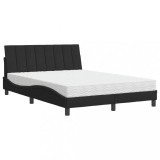 Cumpara ieftin Pat cu saltea, Hanko, negru, 140x200 cm, catifea