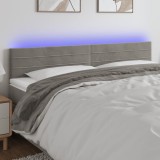 Gossi tablie de pat cu led, gri deschis, 200x5x78/88 cm, catifea