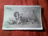 Felicitare de Paste interbelica - Fotografie 1942 , dim.=11x7cm