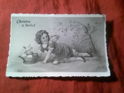 Felicitare de Paste interbelica - Fotografie 1942 , dim.=11x7cm foto