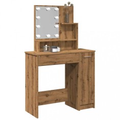 Gossi masa de toaleta cu led, stejar artizanal, 86,5x35x136 cm