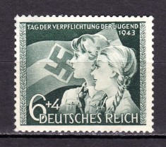 ? (S42) Germania Reich 1943 &amp;quot;Ziua angajamentului tinerilor 1943 &amp;quot; serie completa Michel 843, MNH foto