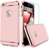 Husa 360 iPhone 6 Plus / 6S Plus Roz Ultrasubtire + Folie Sticla Securizata, Protectie Completa, Anti-soc, Anti-zgarieturi
