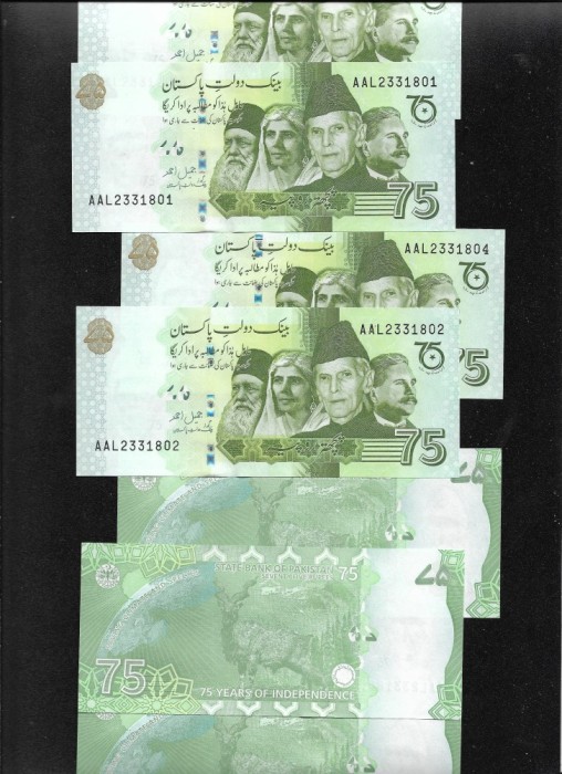 Pakistan 75 rupii rupees 2022 unc comemorativa pret pe bucata