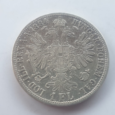 Austria 1 florin 1884 argint Franz Joseph l foto